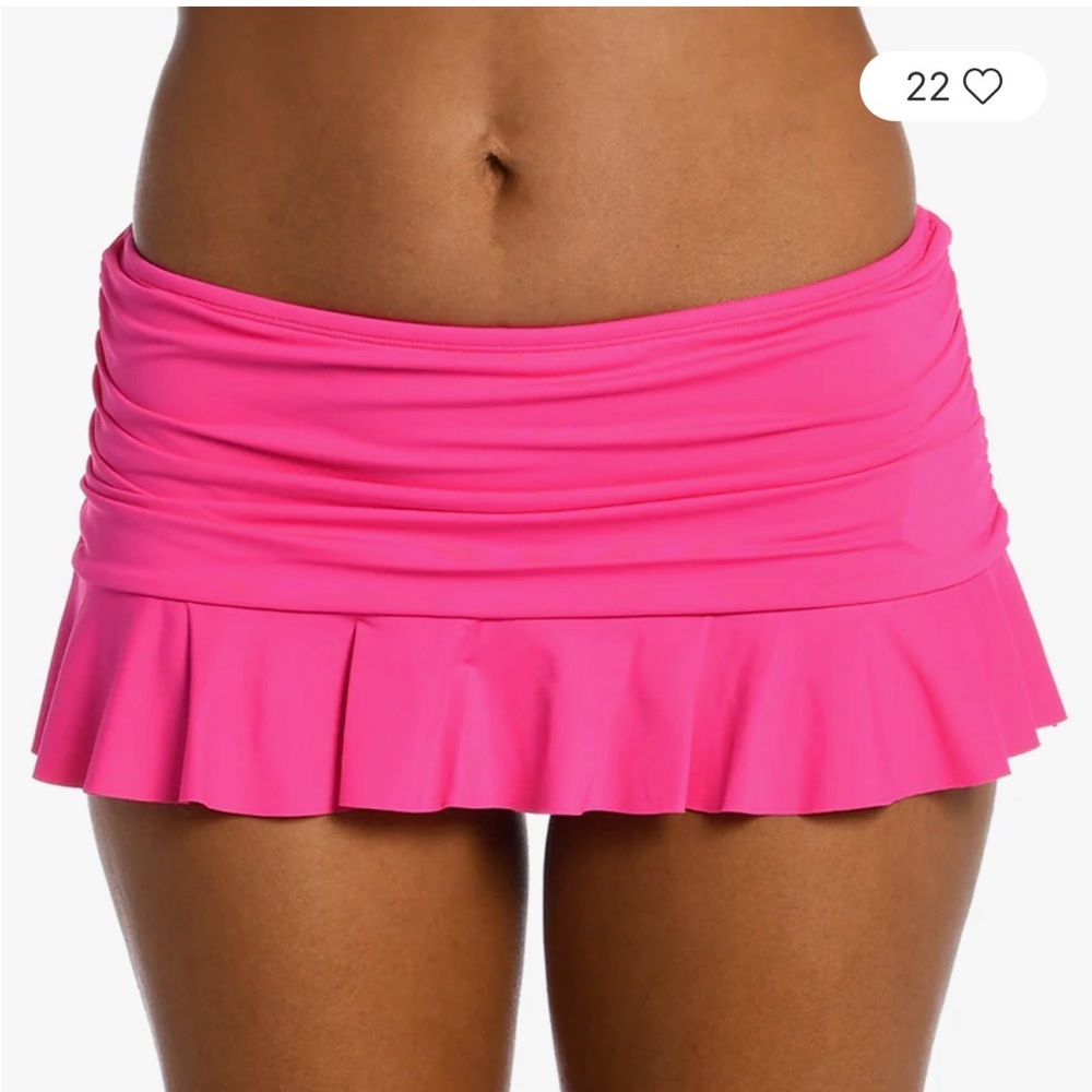 Lands end Sz 4 mini ruffle ruched swim skirt w panty Vibrant coral